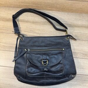 Fossil Black Leather Maddox Hobo‎ Shoulder Bag Crossbody Black Key Charm